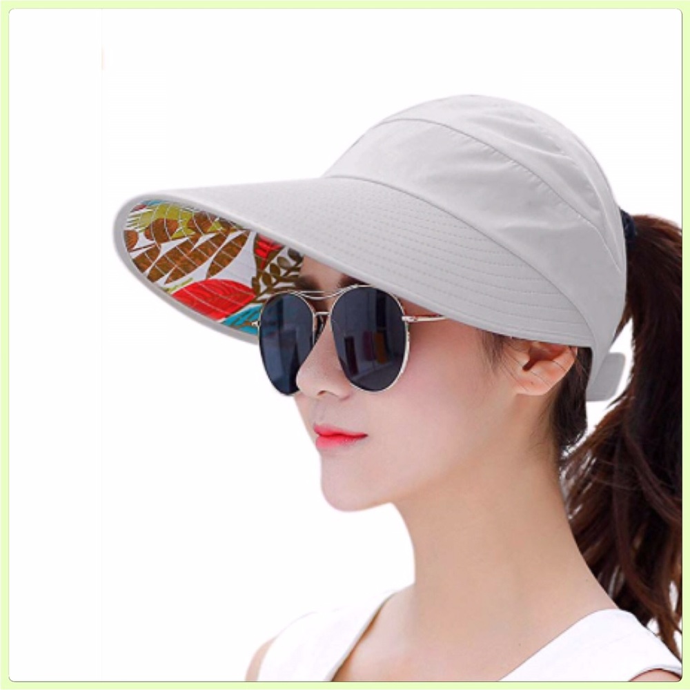 NWOT White/Colorful Tropical Visor Hat